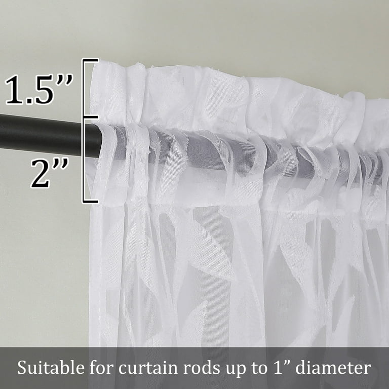 OVZME Leila White Sheer Curtains 40W x 63L, 2-Panel photo 7
