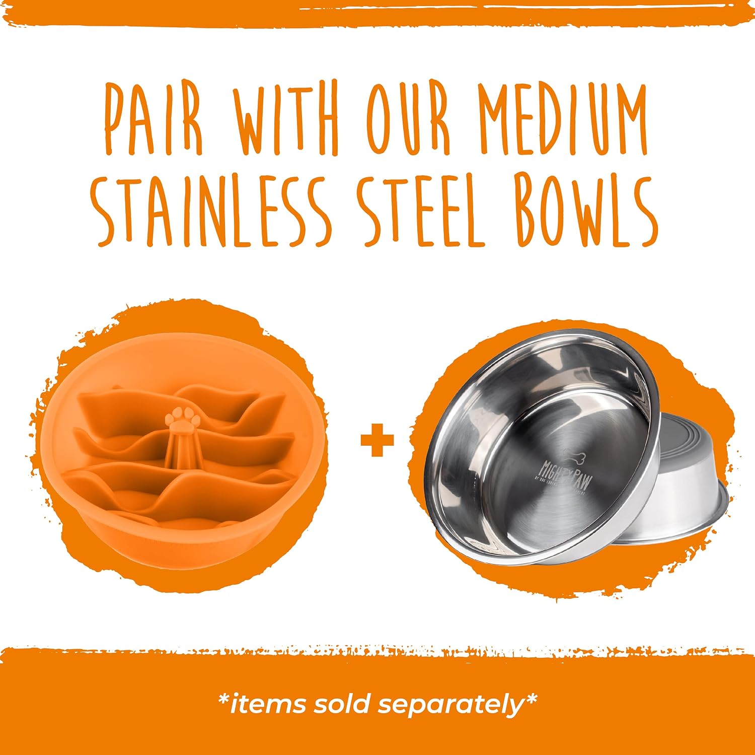 Mighty Paw Slow Feed Dog Bowl Insert Orange photo 8