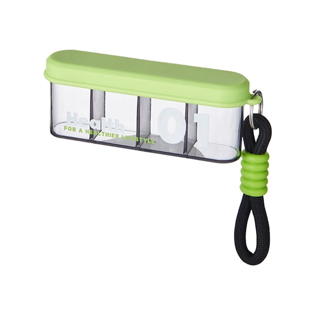 4-Section Portable Pill Organizer for Travel, Transparent Compact Medication Storage Box with Secure Locking, Daily Vitamin Dispenser