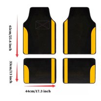 Leadwolf 4PCS/Set Car Floor Mats Universal for Nissan Yellow Velvet Colored Stripe Waterproof Interior Carpet Mats Protection Accessories