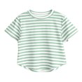 thumbnail image 3 of OGLCCG Girls 2-Piece Outfits Short Sleeve Crewneck Striped Top and Flared Pants Kids Summer Lounge Clothing Set 1-9 Years, 3 of 7