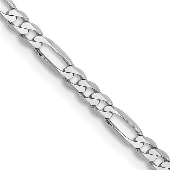 Primal Gold 14 Karat White Gold 2.75mm Flat Figaro Chain Necklace