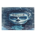 thumbnail image 1 of Sugar Skull Cutting Board, Santa Muerte Concept Winter Season Ice Cold Snowflakes Frozen Dead Folkloric, Decorative Tempered Glass Cutting and Serving Board, Large Size, Multicolor, by Ambesonne, 1 of 1