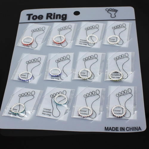 Toe Ring Diamante Stretch Crystal Pink Blue Green Clear Toe Rings 