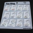 thumbnail image 1 of Cheers 12 Pcs/Pack Elastic Rhinestone Decor Toe Rings Mixed Color Feet Jewelry Charms, 1 of 2