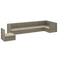 thumbnail image 2 of vidaXL 7 Piece Garden Lounge Set with Cushions Grey Poly Rattan, 2 of 5