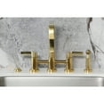 thumbnail image 3 of Kingston Brass KS8257CTLBS Continental Two-Handle 4-Hole Deck Mount Bridge Kitchen Faucet with Brass Side Sprayer in Brushed Brass, 3 of 8