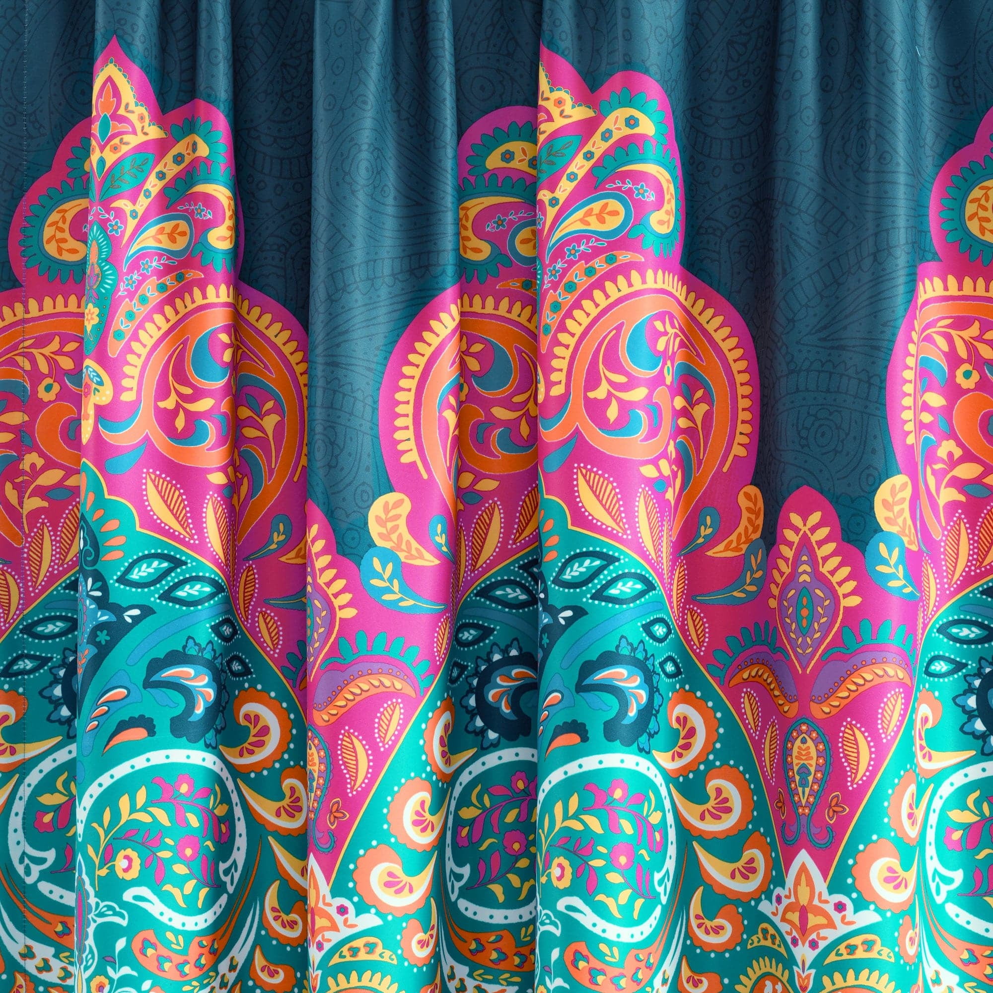 Lush Decor Boho Chic Room Darkening 84" x 52" + 2" Header Suzani Turquoise 3" Rod Pocket Pair Window Panel Curtain
