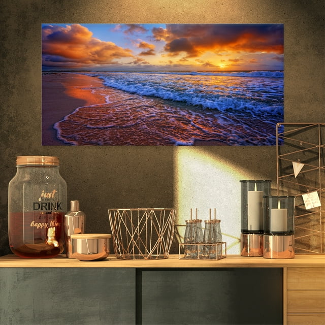 Belles Vagues sous Ciel Nuageux - Impression sur Toile