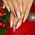 thumbnail image 3 of JYYYBF Christmas Fake Nails 24Pcs Long Square Nails Full Cover Glue On Nails with Snowflake Heart Glitter Design, 3 of 8