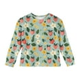 thumbnail image 4 of LTTVQM Girls Long Sleeve Shirts 1-2 Fall Casual Floral & Fruits Graphic T-Shirts Soft Blouses Fashion Clothes Crew Neck with Pocket Green 1-2 Years, 4 of 4