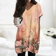 thumbnail image 2 of TQWQT Women's Tunic Tops Shirt Plus Size Long Shirts for Leggings with Pockets Short Sleeve Oversized Shirt Summer V Neck T-Shirt Ethnic Floral Print Long Tops, 2 of 5