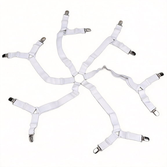 Bed Mattress Sheet Clips Holders, Fitted Sheet Fasteners Grippers, Adjustable Suspender Straps for Home Bedroom, Anti-Slip Mattress Sheet Fixers