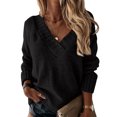 thumbnail image 2 of Fshiont Fall Sweaters Women Long Sweaters for Women Plus Womens Plus Size Sweaters Tunic Sweaters for Women V Neck Women’s Sweater Chunky Sweater Womens Fall Black M, 2 of 4