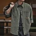 thumbnail image 6 of Men's Retro Work Shirt Jacket, Long Sleeve Button Down Casual Outerwear, Loose Fit Shacket with Pockets, Relaxed Fit Trucker Style Jacket for Men Green XXXXXXL/七点, 6 of 7