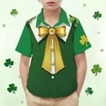 thumbnail image 2 of LEKWK Boys St. Patrick's Day Shirt Faux Leprechaun Vest Graphic Short Sleeve Button Down Top Novelty Irish Costume, 2 of 9
