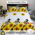 thumbnail image 5 of 3 Pcs Sunflower pattern Duvet Cover Set, Reversible Duvet Cover Queen, Chic Bedding Set Comforter Cover Soft Breathable for All Seasons (Yellow, Queen), 5 of 9