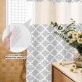 thumbnail image 2 of No Hook Shower Curtain with Built-in Rings - Light Grey White Geometric Washable Waterproof Fabric Bathroom Curtains for Hotel,Rentals, Stall 48 X 72 Inch , Minimalist Morocco Pattern, 2 of 9