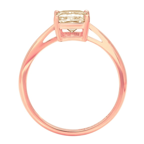 2 ct Emerald Cut Natural Morganite Solitaire Engagement Ring for Women in 18K Rose Gold