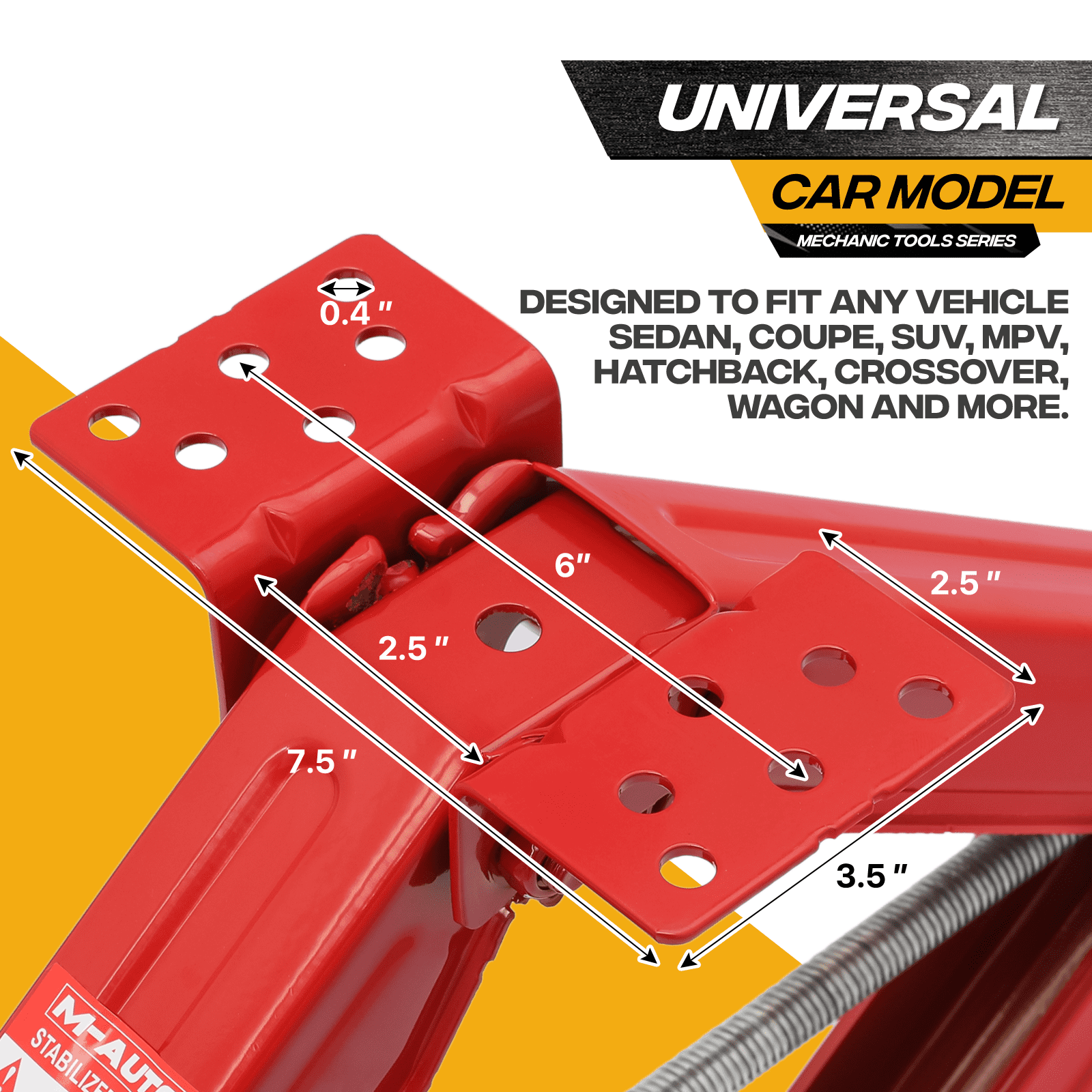Magshion Set of 2 Heavy Duty Scissor Jack, 2.5 Ton 5000lbs Car Jack Tire Repair Tools Kit, RV Trailer Stabilizer Leveling Scissor Jacks with Handle, Red