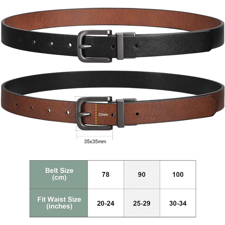 Boys Reversible Leather Belt School Uniform Casual Jeans 