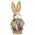 thumbnail image 3 of Conejo de Paja Artificial Sunnimix Decoración de Pascua con Adorno de Zanahoria gris, 3 of 8