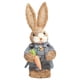 thumbnail image 3 of Estatuilla de Conejito Tejido de Paja Conejo de Pascua con Muñeca de Zanahoria gris, 3 of 9