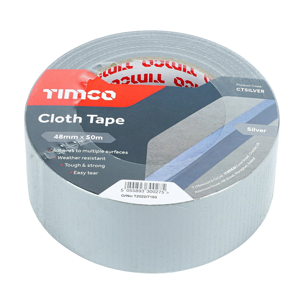 Timco - Cloth Tape - Silver (Size 50m x 48mm - 1 Each)