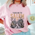 thumbnail image 3 of Take Me to Salem Halloween T-Shirt, Witchy Gothic Village Graphic Tee, Spooky Season Shirt with Cat, Witchcraft Aesthetic Fall Outfit, 3 of 7