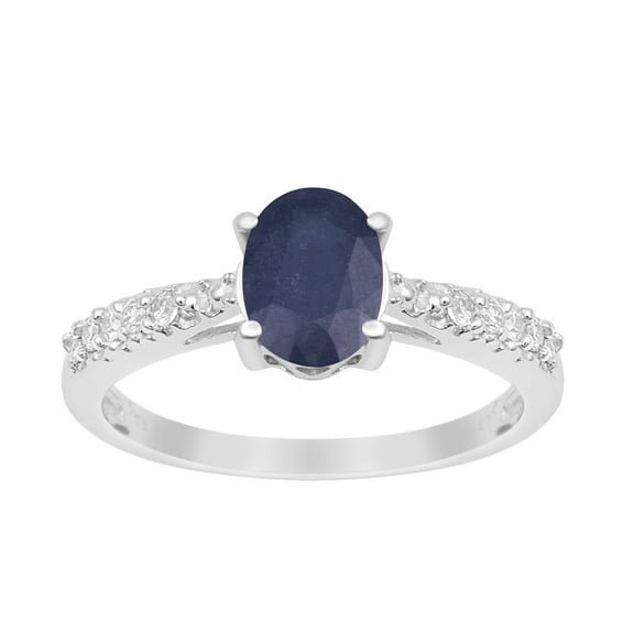 1.5 Ct Oval Cut Blue Sapphire Gemstone 925 Sterling Silver Solitaire Side Accents Women Wedding Ring