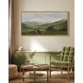 thumbnail image 4 of Drsoum Large 20x40in Natural Framed Mountain Range Valley River Vintage Wall Art Landscape Painting Retro Meadow Scenery Farmhouse Kitchen Living Room Decor, 4 of 6