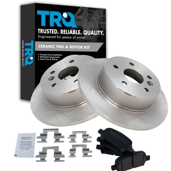 TRQ Rear Brake Pad & Rotor Kit Brake Pads Brake Rotor Ceramic Fits Select 2000-2004 Toyota Avalon