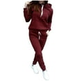 thumbnail image 2 of Ensembles pour Femmes Liquidation 2 Pcs Femme Tendance Col Rond Uni Blouse à Manches Longues + Pantalon Ample Ensembles Rouge m, 2 of 6