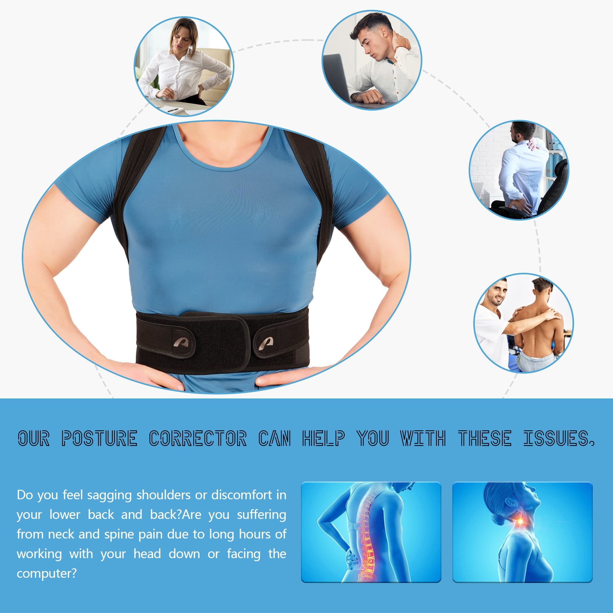 Aofit Back Brace and Posture Corrector for Women and Men Relief Back Pain