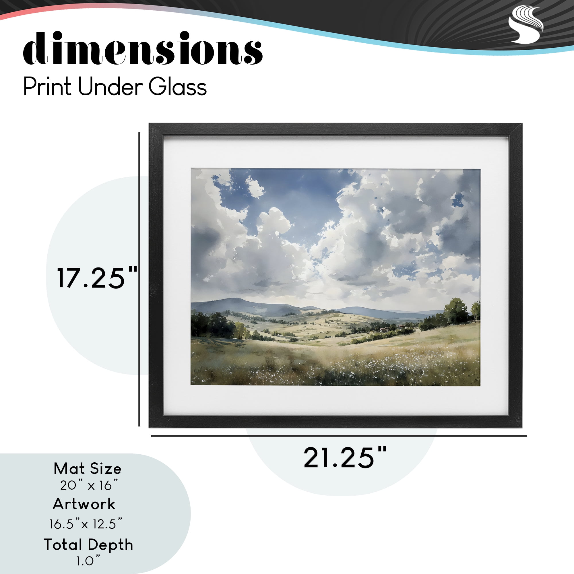 Stupell Industries Cloudy Hills Meadow Black Framed Print Under Glass, design by Franklyn Gregory