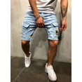 thumbnail image 2 of Summer New Men‘s Stretch Ripped Short Jeans Streetwear Pocket Fashion Hip-hop Blue Slim Denim Shorts Brand Clothes Male, 2 of 7