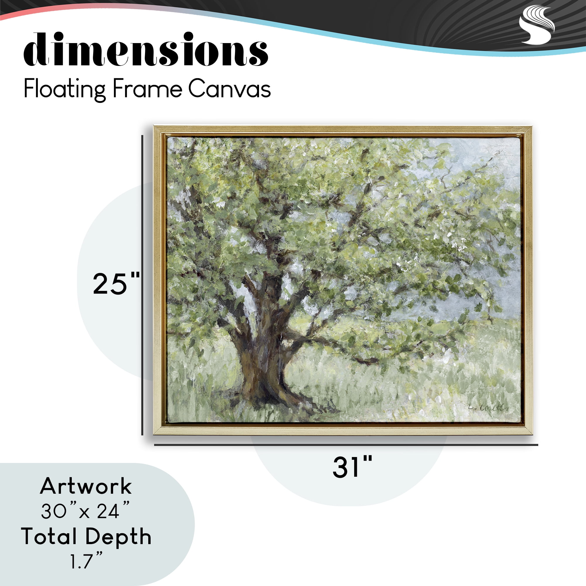 Stupell Industries Summer Oak Splendor Landscape Gold Framed Floater Canvas Wall Art, design by Lanie Loreth
