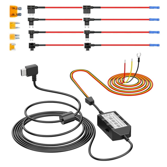 VIOFO HK4 Hardwire Kit with 8pcs Full Set Circuit Fuse Tap, Type-C Port, for A119MINI /A119MINI 2 /A229 Duo&Plus&PRO /T130 /WM1 /A139 /A139Pro Dash Cam