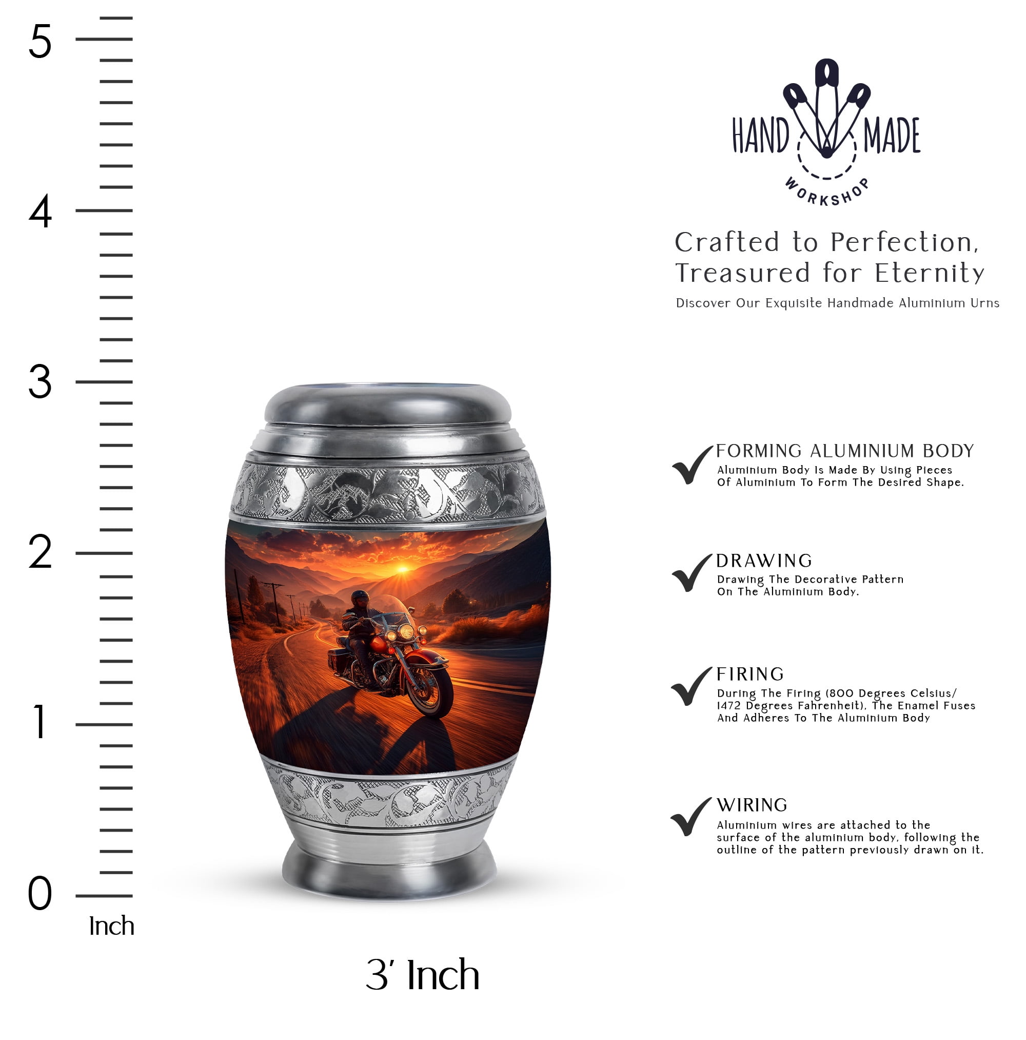 Motorcycle Urn For Human Ashes Adult Male/Female - Bike Urn for Ashes Keepsake, Decorative Urn - Cremation Urns for Bike Lovers - Decorative Keepsake For Home - 3inch, Small/Mini Size - Single 1Pcs