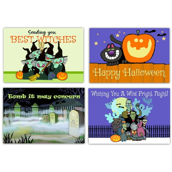 Assorted Halloween Postcards - 4 x 6 Happy Halloween Postcards - 40 Halloween Po