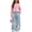 Pink, variant on LvhaoGJOB Little Kids Girls Cardigan and Pants Outfit Set, Pink - knit cardigan, light wash denim