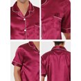 thumbnail image 5 of Unique Bargains Men's Sleepwear Short Sleeve Top and Pants Satin Pajama Set L Burgundy, 5 of 5