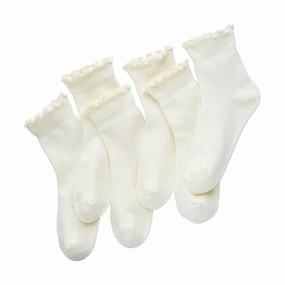Eryueer Ruffle Socks for Women – Soft Cotton Frilly Ankle Socks, Cute, Breathable & Comfy, 6 Pairs