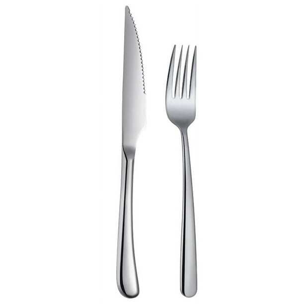 Elegante juego de cuchillos, tenedores y cucharas de acero inoxidable para carne, cuchara para café, postres y hielo para hotel, espesada