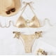 thumbnail image 5 of Trajes de baño Amzcrzy Tankini para mujer, trajes de baño, trajes de baño, bikini, conjunto sólido para mujer, traje de baño de dos piezas con sujetador relleno, ropa de playa dorada, L, 5 of 8