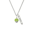 thumbnail image 2 of Delight Jewelry 12mm Faceted Lime Glass Spinner Silvertone Believe Faith Prayer Hope Bar Charm Necklace, 23", 2 of 4