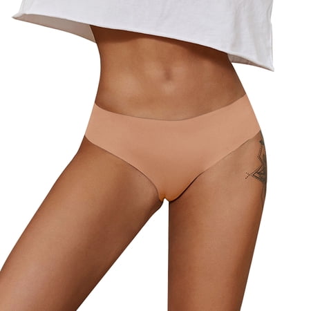 Lroveb Seamless Underwear for Women Low Rise Sports Fitness Thong T-Back Panties Breathable Quick Dry Underpants Ice Silk Hipster