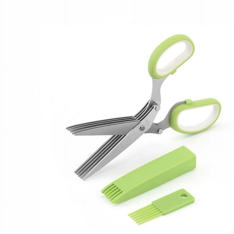 2Pcs Herb Cutter Scissors, Casewin 5 Blade/3 Blade Scissors