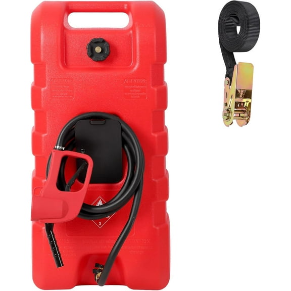 Riedhoff 15.06 Gallon Portable Gas Can, Fluid Transfer Siphon Pump & 10' Delivery Hose, Red