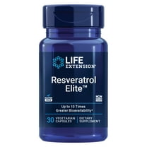 Life Extension Resveratrol Elite, trans-resveratrol, healthy aging, cardiovascular health, brain health, oxidative stress, gluten-free, non-GMO, vegetarian, 30 capsules